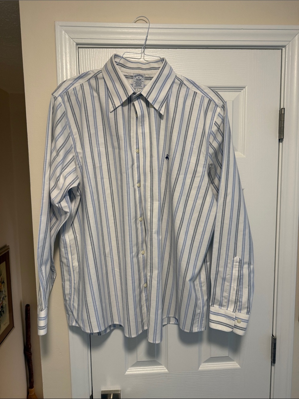 Brooks Brothers White Shirt with Blue Stripes